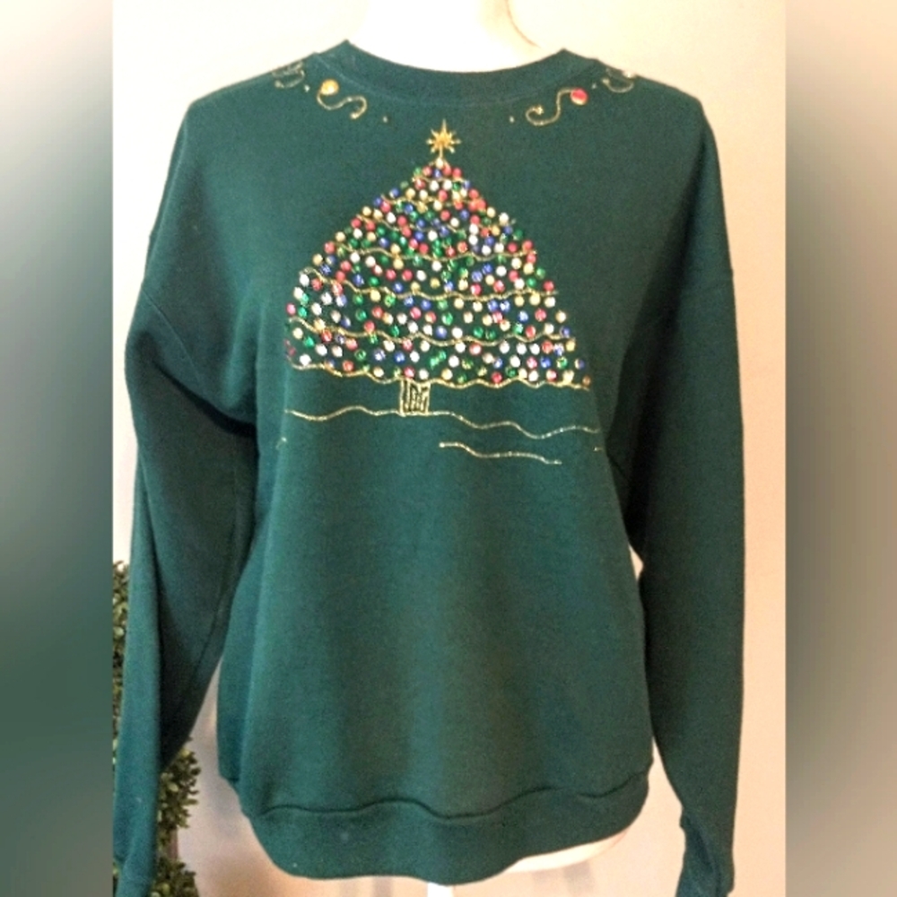Vintage 80s Handcrafted Christmas Sweatshirt - Murina L